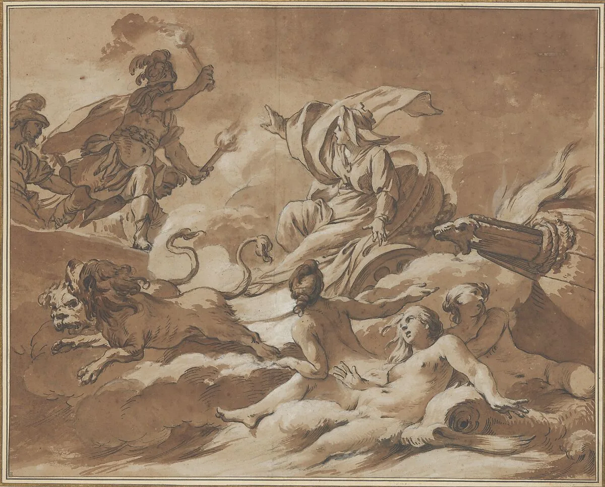 Cybele Prevents Turnus from Setting Fire to the Trojan Fleet by Transforming the Ships into Sea Goddesses — Jean-Baptiste Marie Pierre