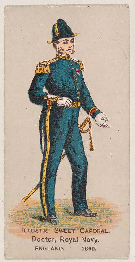 Doctor, Royal Navy, England, 1869, from the Military Series (N224) issued by Kinney Tobacco Company to promote Sweet Caporal Cigarettes — Kinney Brothers Tobacco Company