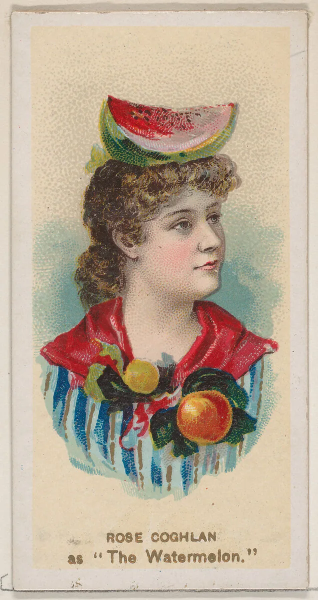 Rose Coghlan as "The Watermelon," from the series Fancy Dress Ball Costumes (N73) for Duke brand cigarettes — W. Duke, Sons & Co.|Knapp & Company