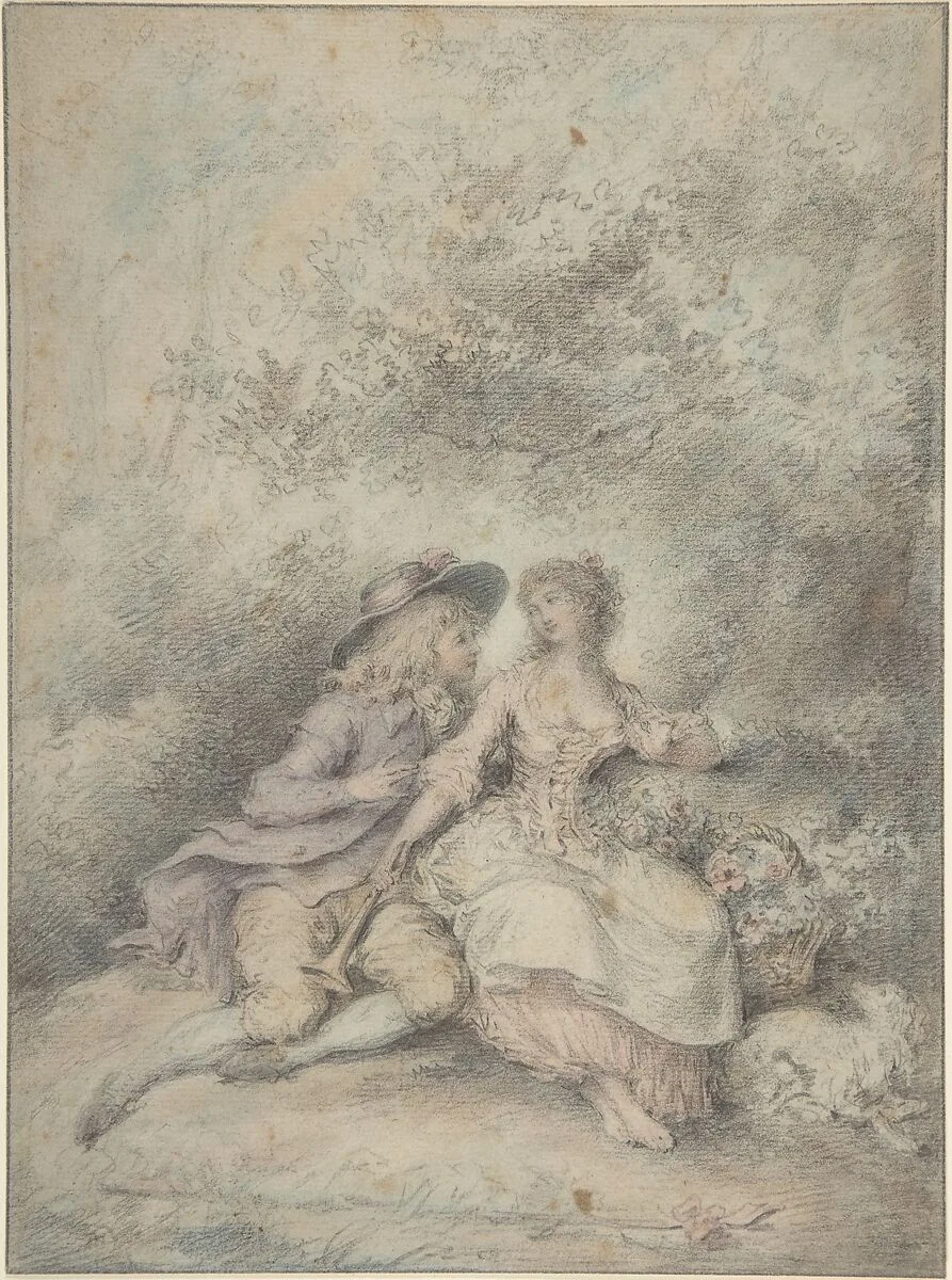 Seated Couple in a Bower — Anonymous, French, 18th century
