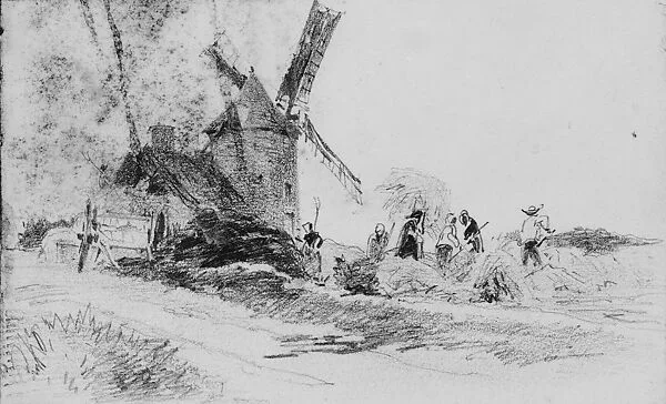Windmill and Reapers (from Scrapbook) — John Singer Sargent