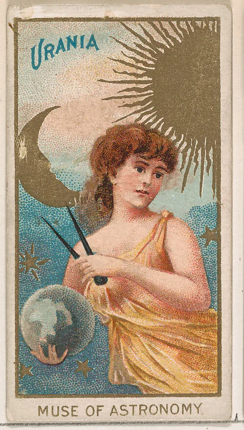 Urania, Muse of Astronomy, from the Goddesses of the Greeks and Romans series (N188) issued by Wm. S. Kimball & Co. — William S. Kimball & Company|Ketterlinus Lithography Company