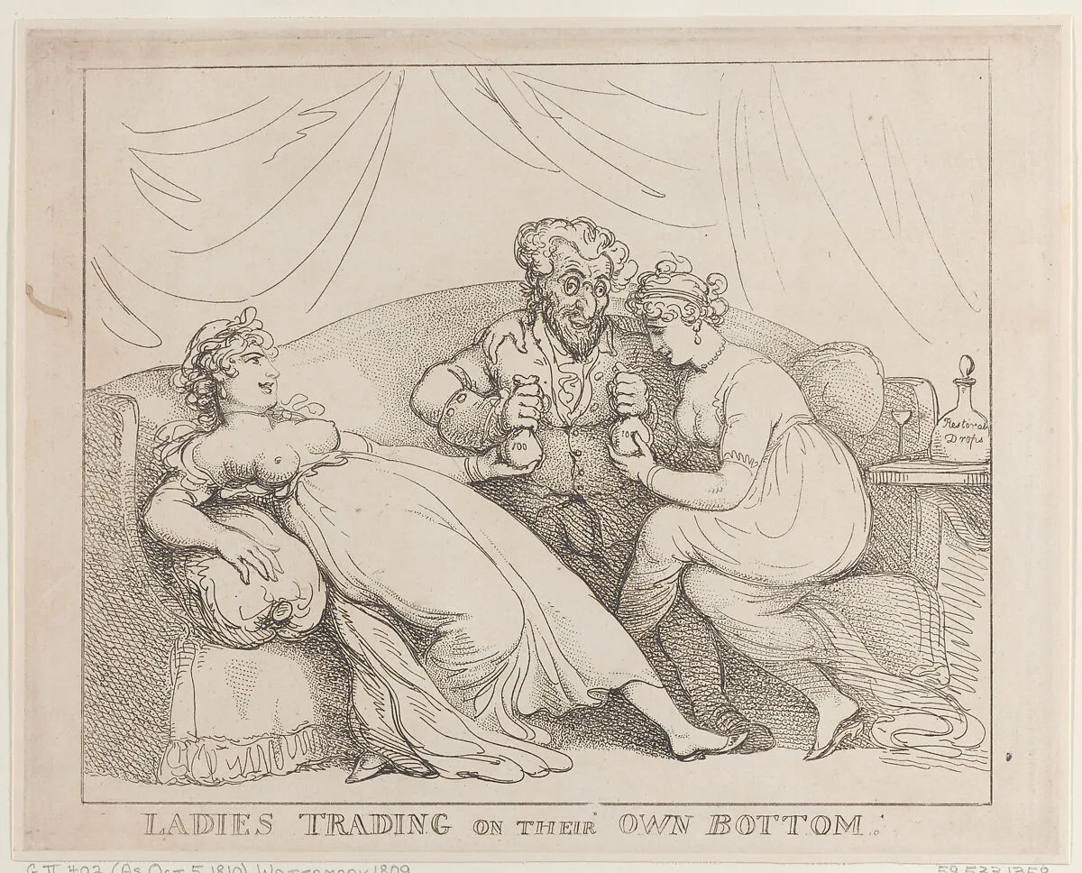 Ladies Trading on Their Own Bottom — Thomas Rowlandson
