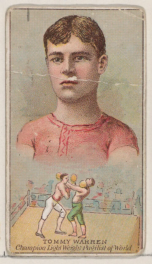 Tommy Warren, Champion Light Weight Pugilist of the World, from the Champions of Games and Sports series (N184, Type 2) issued by W.S. Kimball & Co. — W.S. Kimball & Co.