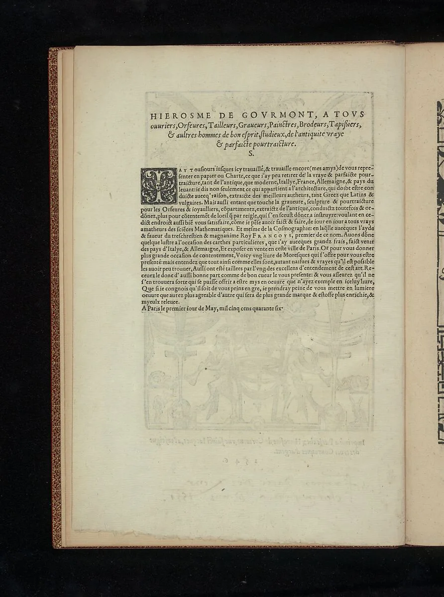 Livre de Moresques, title page (verso) — Cornelis Bos|Hiérosme de Gormont