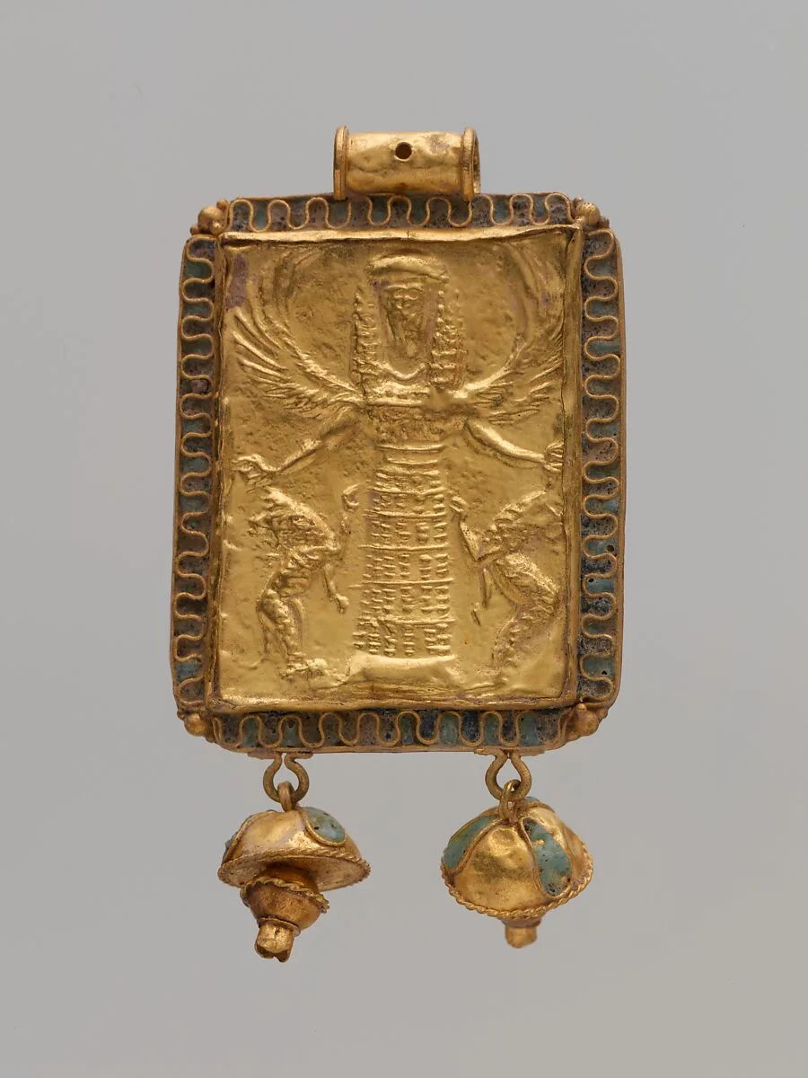 Gold and enamel pendant with Mistress of Animals — Unknown