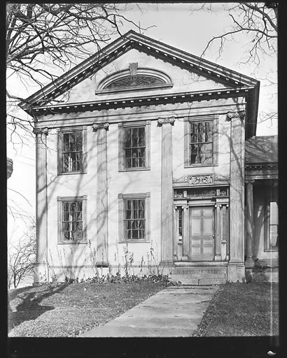[Greek Revival House with Half-Lunette Window in Full-Façade Gable, Cherry Valley, New York]