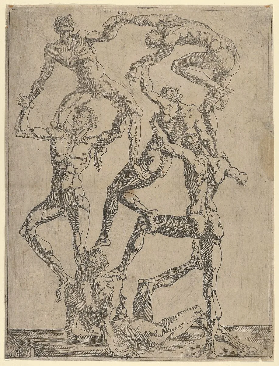 Pyramid of six Men — Juste de Juste