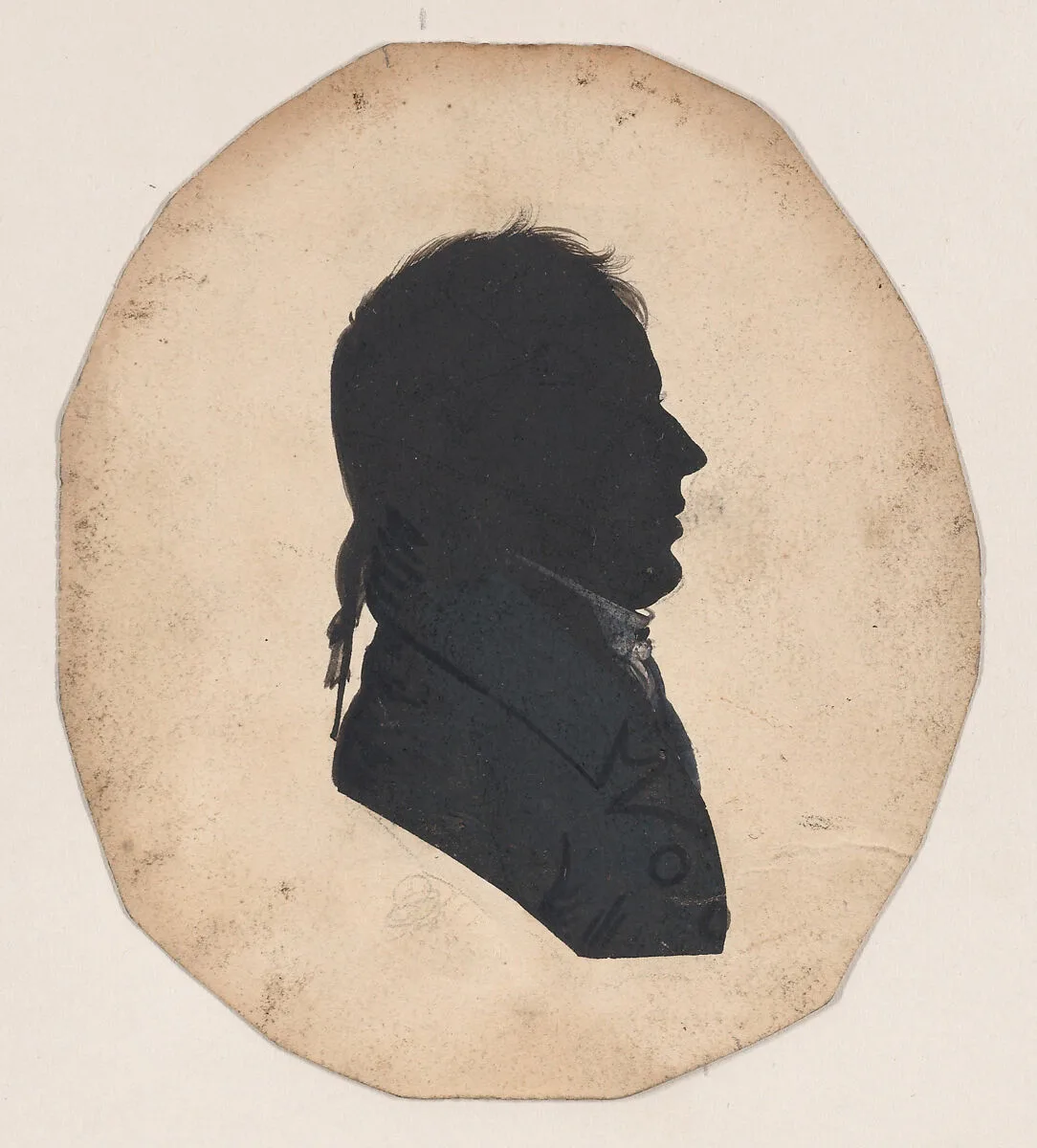 Silhouette of an unknown man, in profile to the right — William Bache