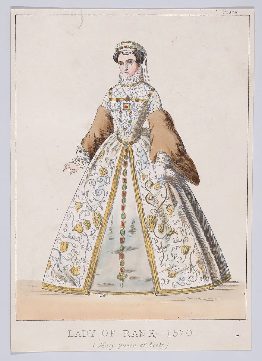 Mary, Queen of Scots as a Lady of Rank (from "Female costumes, historical, national, and dramatic," plate 163) — Mary, Queen of Scots|Thomas Hailes Lacy|Thomas Hailes Lacy