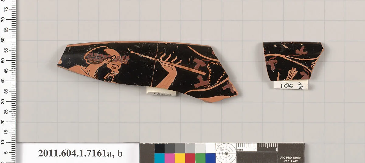 Terracotta rim fragments of a kylix (drinking cup) — Makron