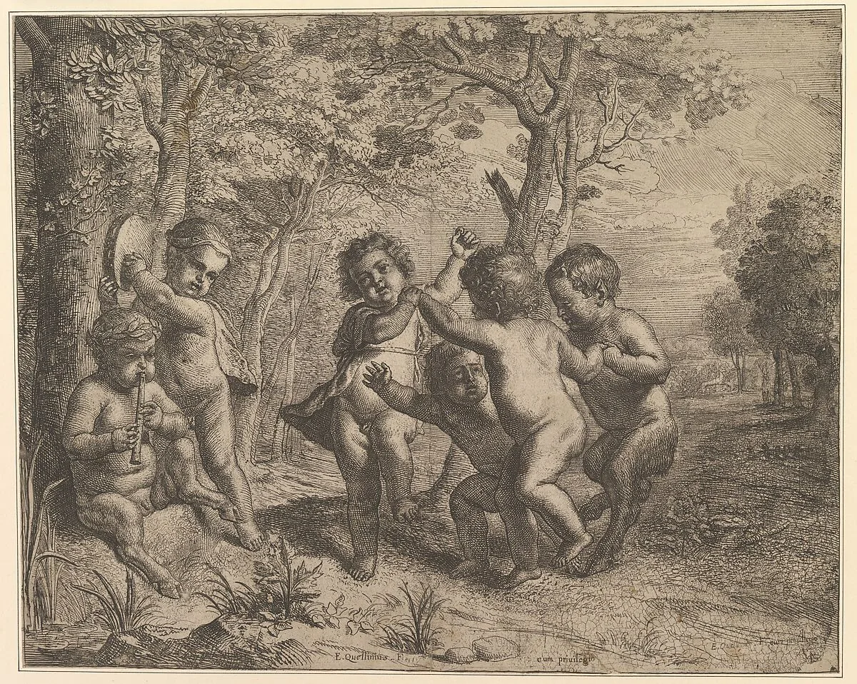 Four Dancing Children (Bacchantes) and Two Making Music — Erasmus Quellinus