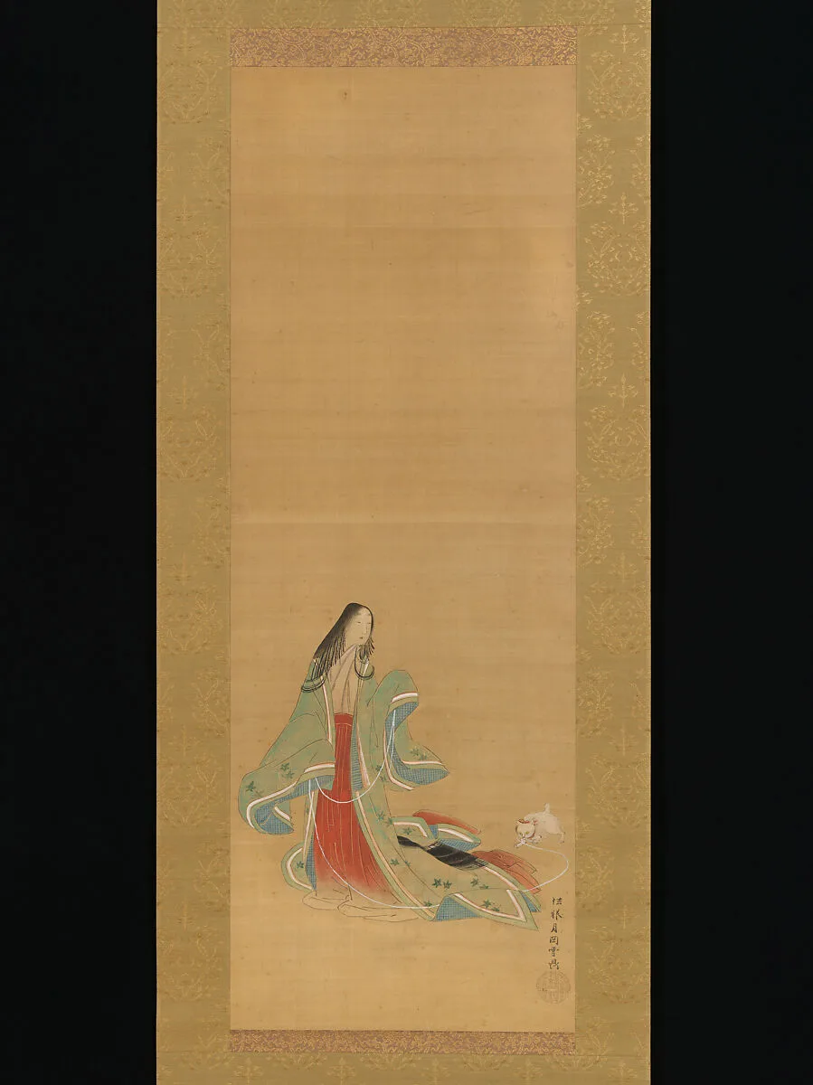 月岡雪鼎筆 女三宮「若菜上」『源氏物語』|The Third Princess with her Cat, from the "New Herbs I" (Wakana I) chapter The Tale of Genji (Genji monogatari} — Tsukioka Settei