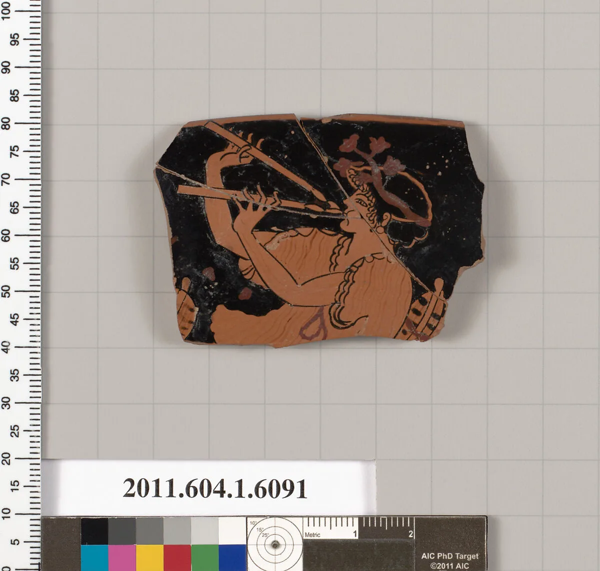 Terracotta rim fragment of a kylix (drinking cup) — Apollodoros
