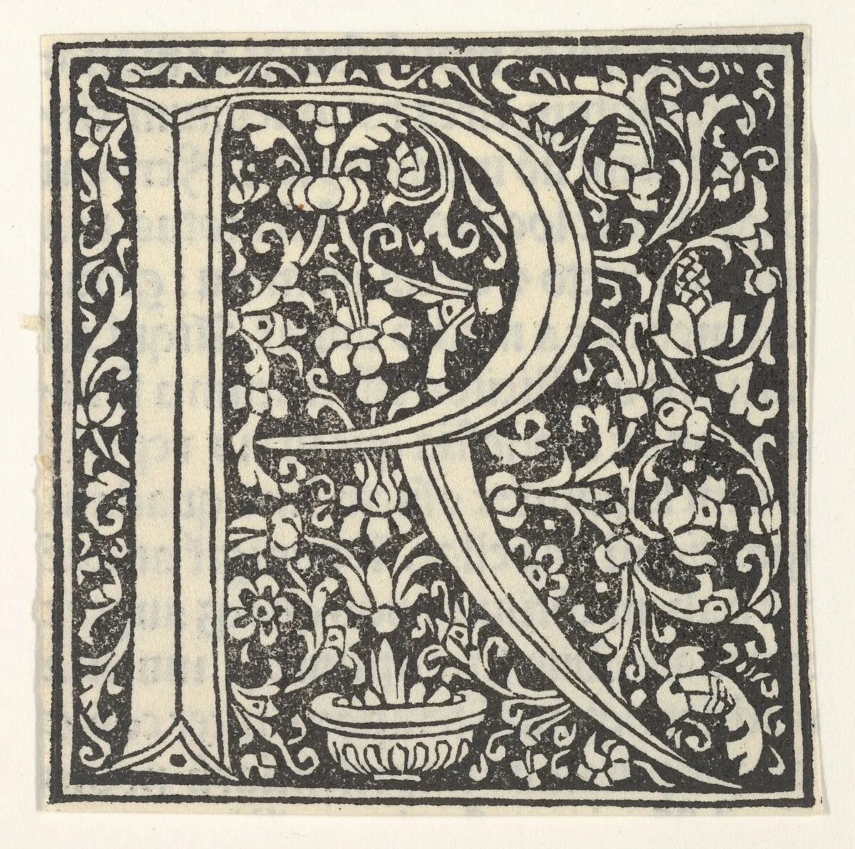 Initial letter R with floral pattern — Anonymous, Italian, 15th century