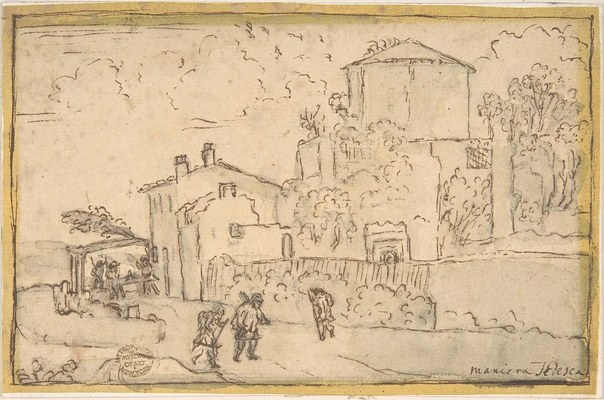 Townscape with an Inn — Anonymous, Italian, 17th century