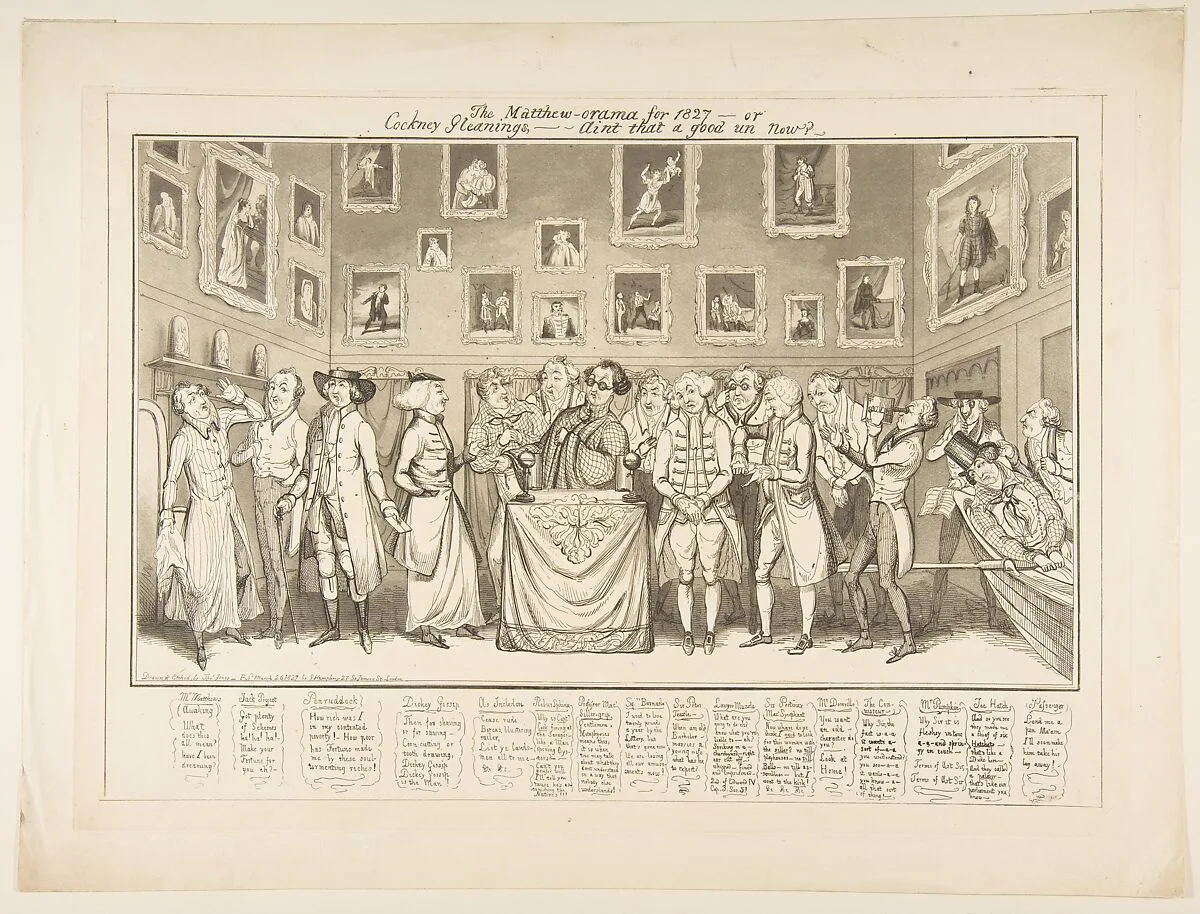 The Matthew-orama for 1827–or Cockney Gleanings,–Aint that a good un now? — Thomas Howell Jones|George Humphrey|Charles Matthews