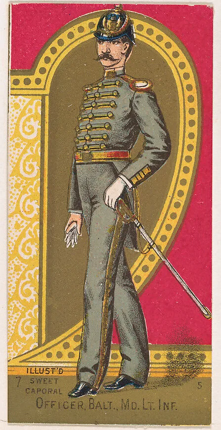 Officer, Balitmore, Maryland, Light Infantry, from the Military Series (N224) issued by Kinney Tobacco Company to promote Sweet Caporal Cigarettes — Kinney Brothers Tobacco Company