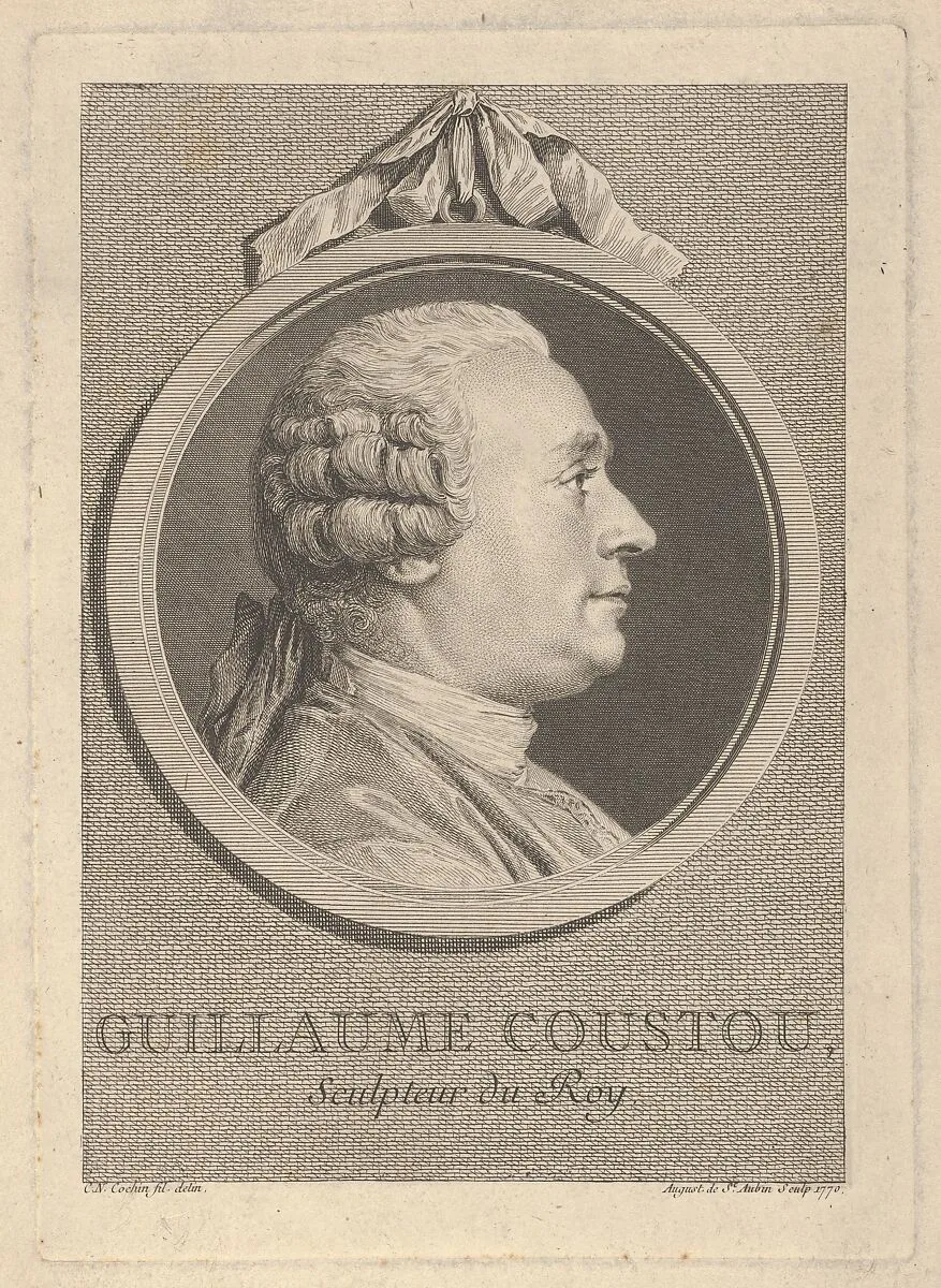 Portrait of Guillaume Coustou — Augustin de Saint-Aubin|Charles Nicolas Cochin II
