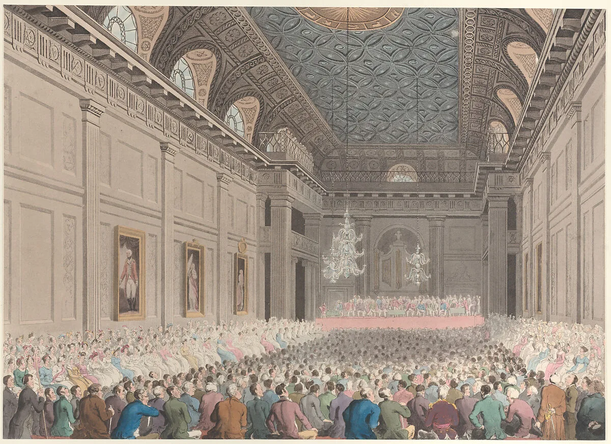 Meeting in Freemasons' Hall, Great Queen Street, London — Thomas Rowlandson