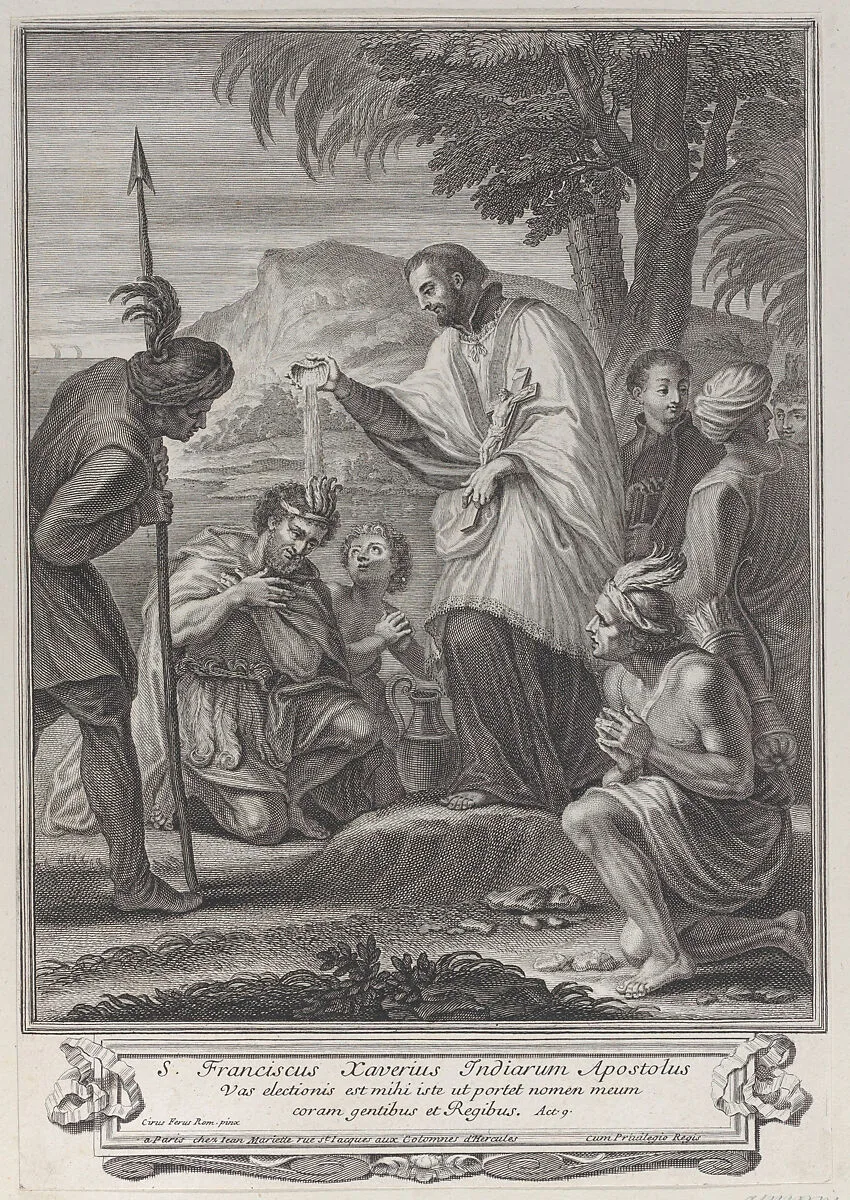 Saint Francis Xavier baptizing the Indians — Pierre Jean Mariette|Anonymous|Ciro Ferri