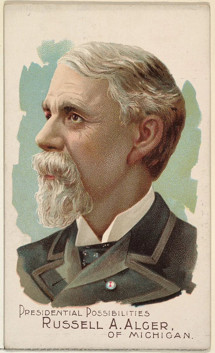 Russell A. Alger of Michigan, from the Presidential Possibilities series (N124) issued by Duke Sons & Co. to promote Honest Long Cut Tobacco — W. Duke, Sons & Co.|The Giles Company