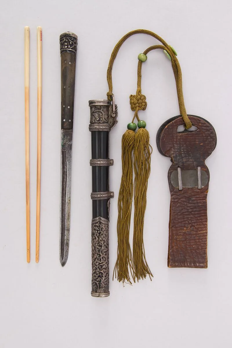 Knife with Sheath, Chopsticks and Belt Loop — Unknown