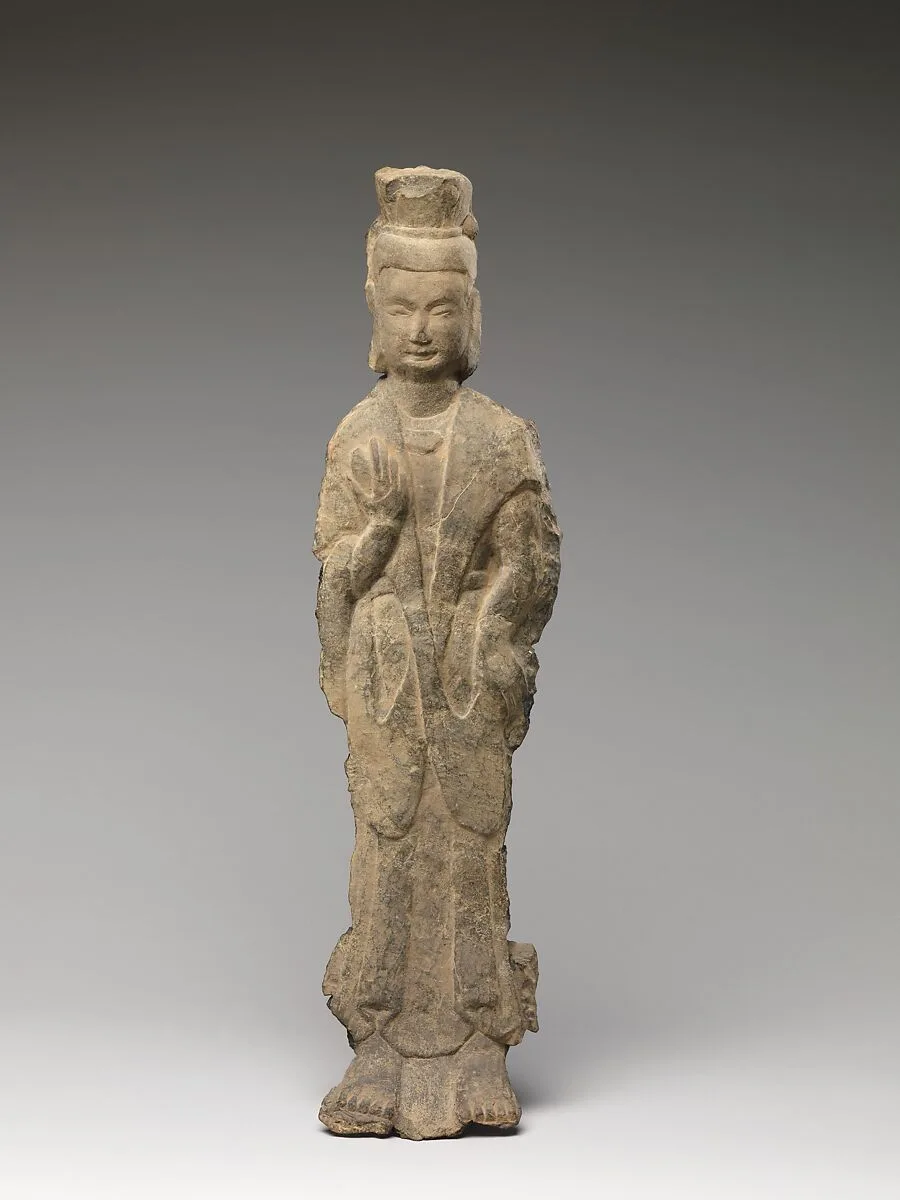 北魏 石雕脅侍菩薩像|Attendant bodhisattva — Unknown