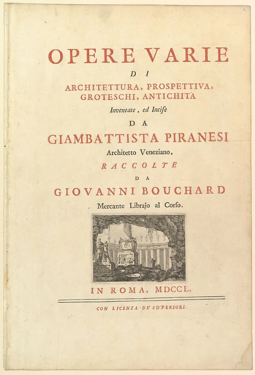 Frontispiece to "Opere varie di architettura, prospettive grotesshi antichità" — Giovanni Battista Piranesi