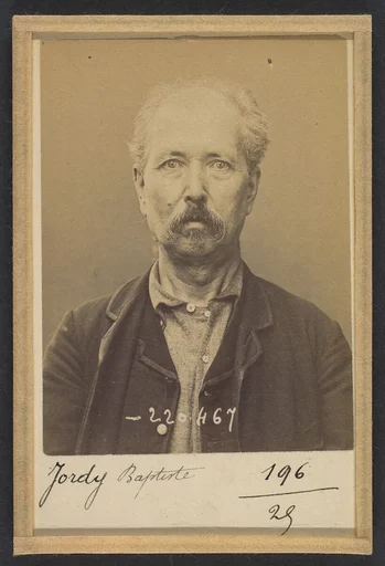 Jordy. Baptiste. 61 ans, né le 8/72/32 à Labardes (Aude). Cordonnier. Anarchiste. 2/7/94.