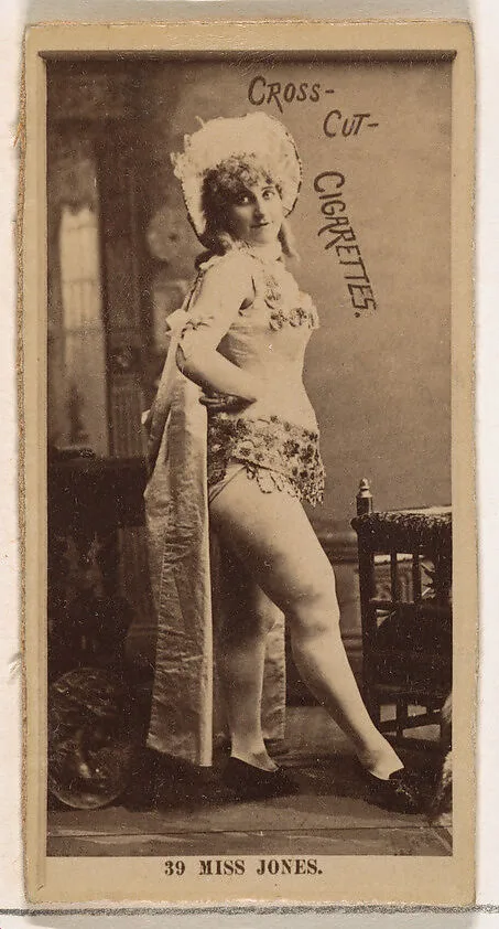 Card Number 39, Miss Jones, from the Actors and Actresses series (N145-2) issued by Duke Sons & Co. to promote Cross Cut Cigarettes — W. Duke, Sons & Co.