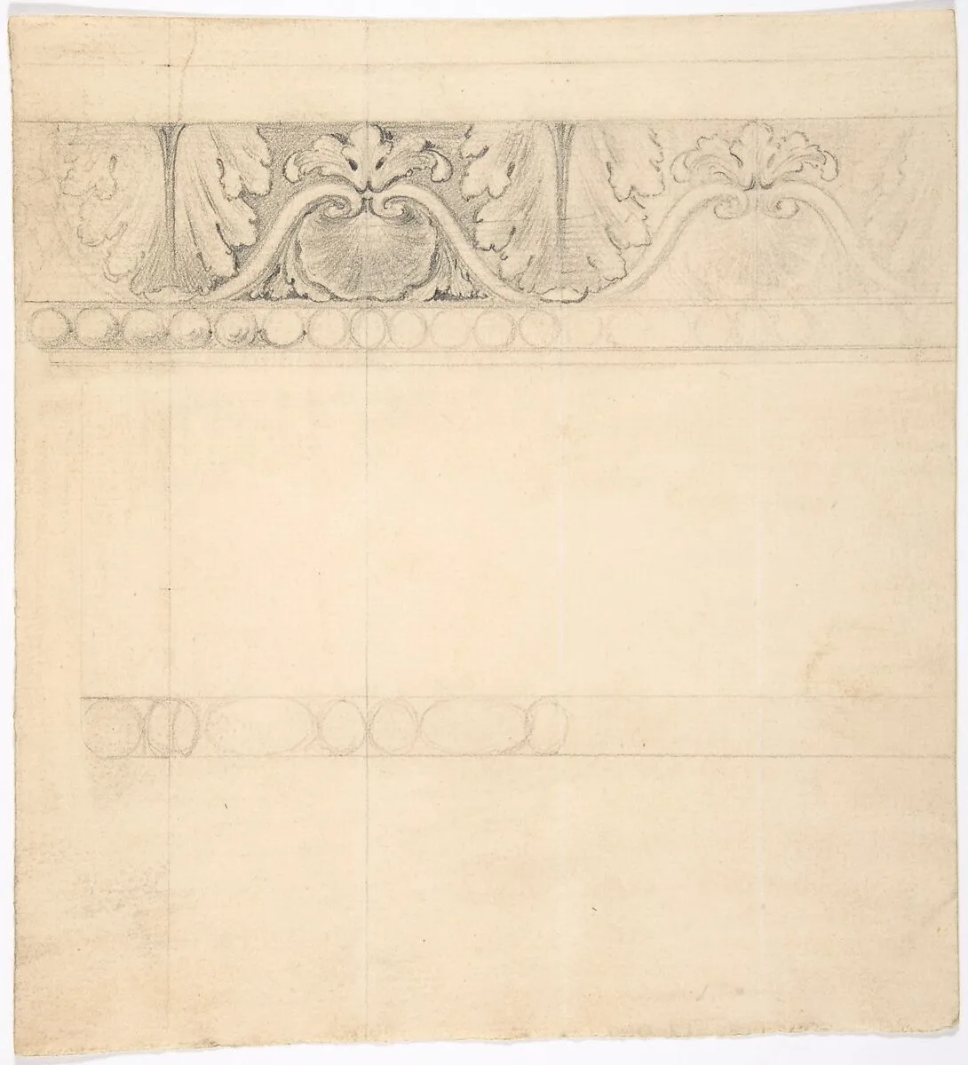 Design for a Frieze with Acanthus and Shell — Anonymous, British, 18th century