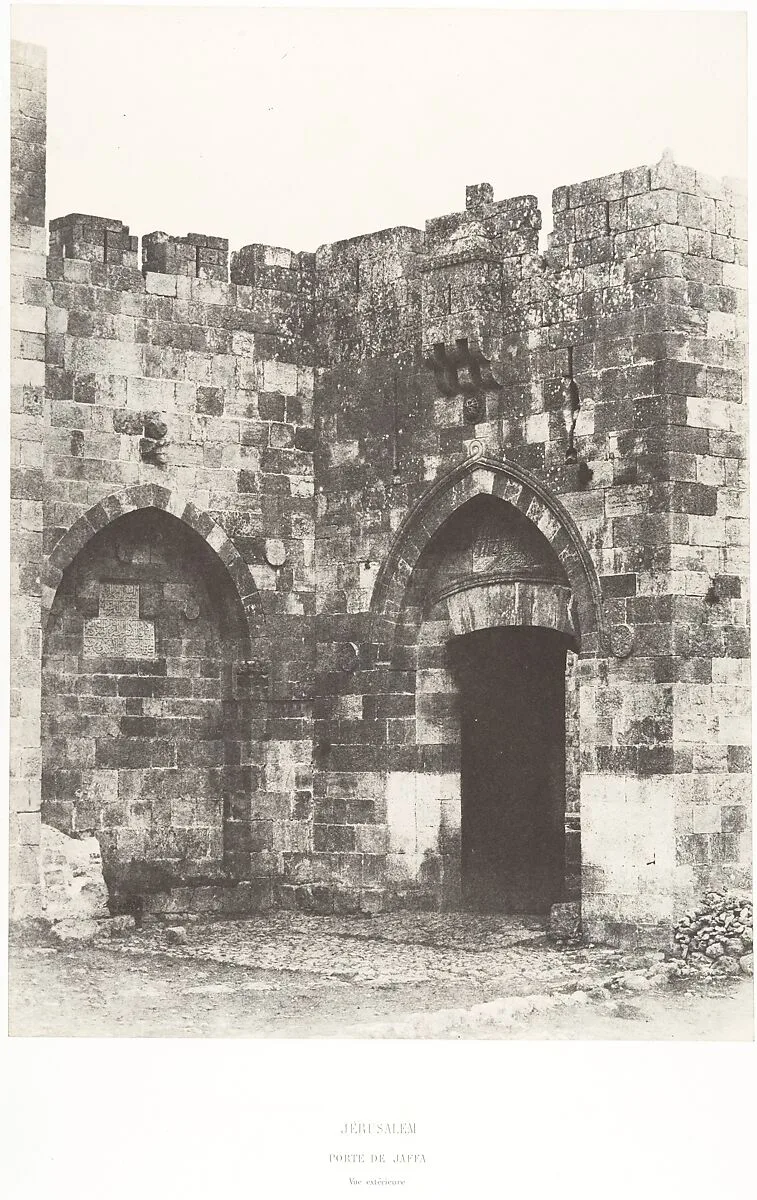 Jérusalem, Porte de Jaffa, Vue extérieure — Auguste Salzmann|Imprimerie photographique de Blanquart-Évrard, à Lille