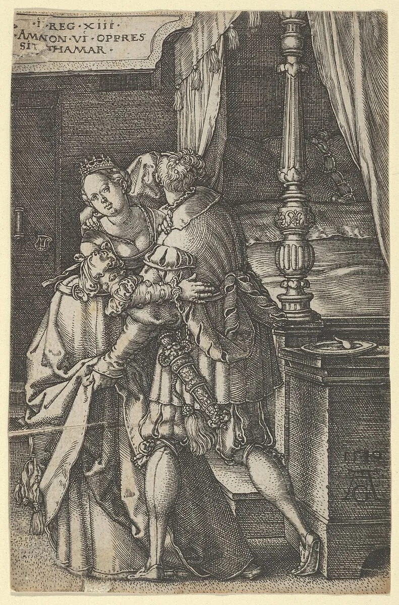 Amnon Violating Tamar, from "The Story of Amnon and Tamar" — Heinrich Aldegrever