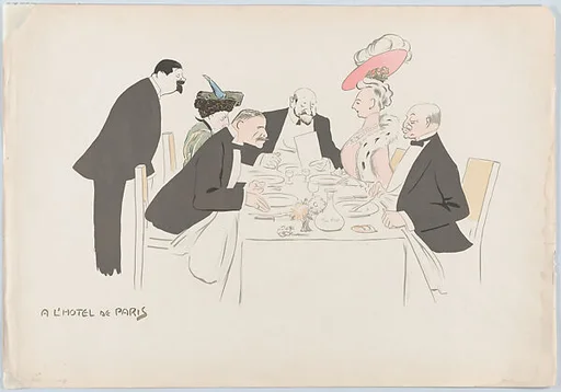 A L'Hotel de Paris (two ladies, one with pink hat), from Monte Carlo, 2nd Serie