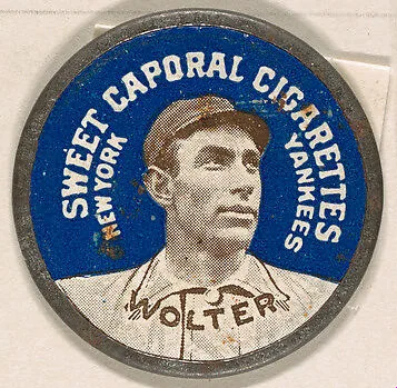 Wolter, New York Yankees (blue), from the Domino Discs series (PX7), issued by Kinney Brothers — Kinney Brothers Tobacco Company