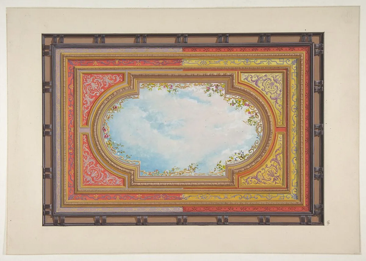 Design for a ceiling painted with trompe l'oeil clouds — Jules-Edmond-Charles Lachaise|Eugène-Pierre Gourdet