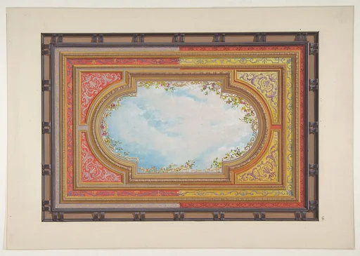 Design for a ceiling painted with trompe l'oeil clouds