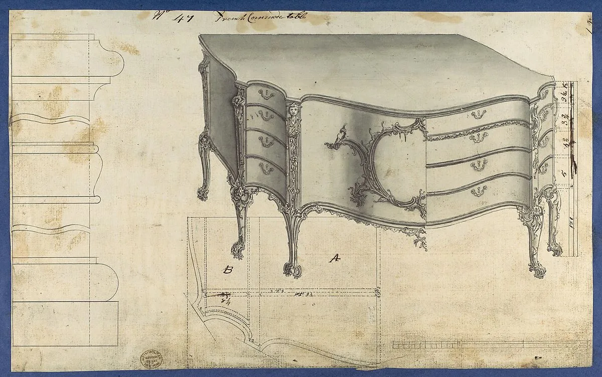 French Commode Table, from Chippendale Drawings, Vol. II — Thomas Chippendale