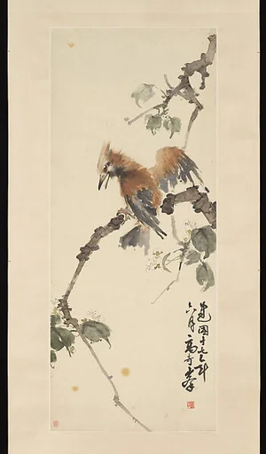清/現代 高奇峰 啄木鳥圖 軸|Woodpecker
