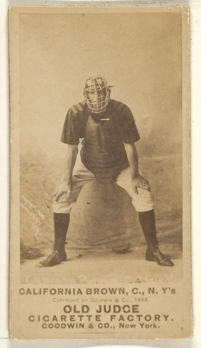 William "California" Brown, Catcher, New York, from the Old Judge series (N172) for Old Judge Cigarettes — Goodwin & Company