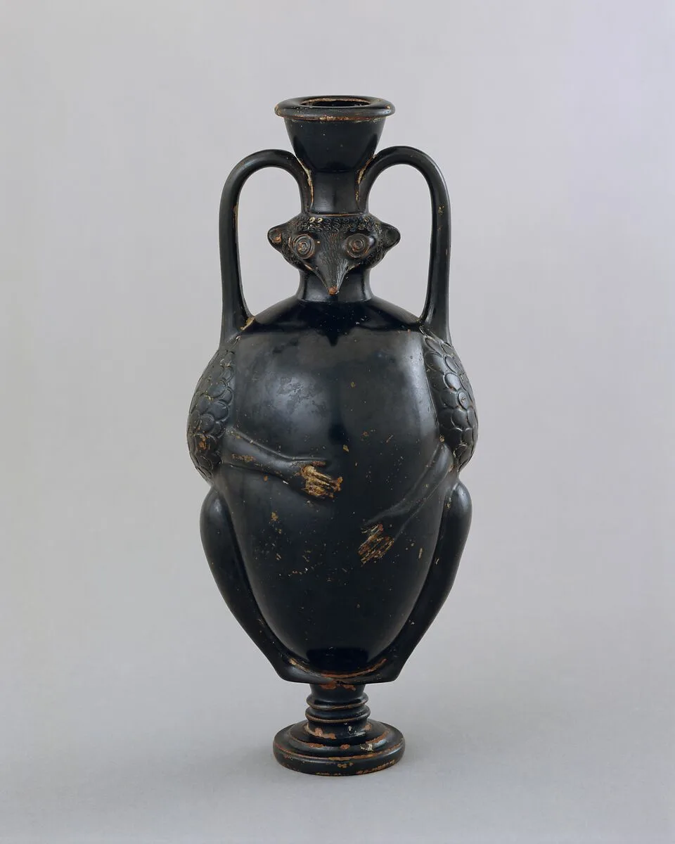 Terracotta amphoriskos (flask) in the form of a bird-man — Unknown