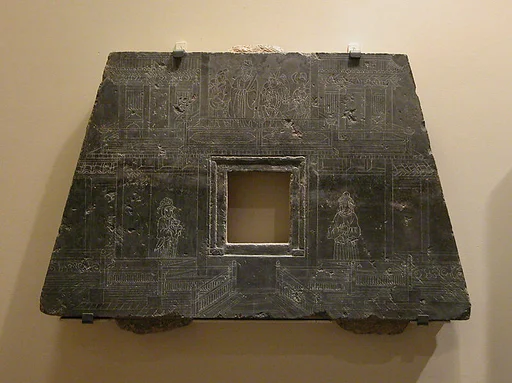 元 佚名 戲劇演員和二十四孝圖 石槨前端與側|Headstone from a Sarcophagus