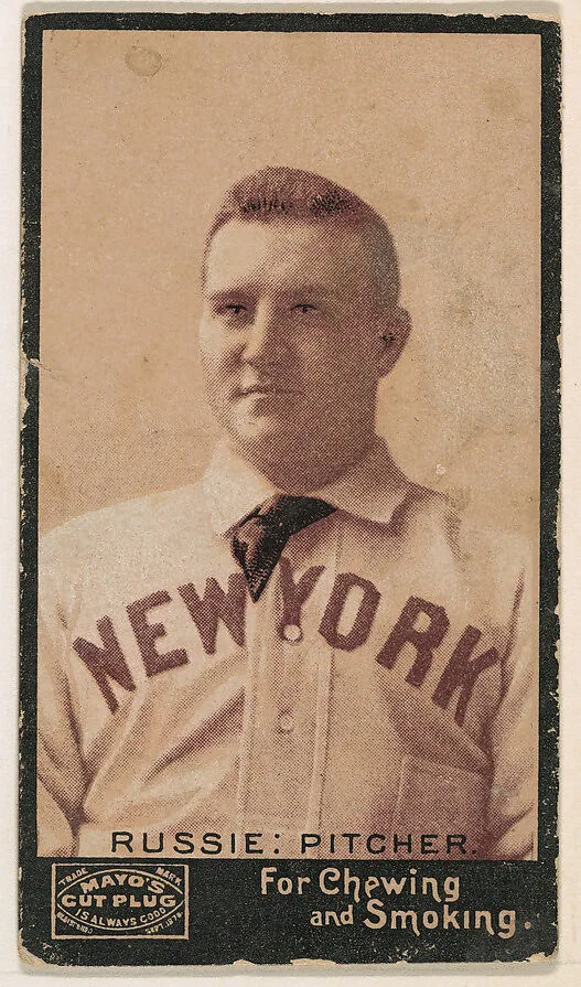 Russie, Pitcher, New York, from Mayo's Cut Plug Baseball series (N300) — P.H. Mayo & Brother, Richmond, Virginia