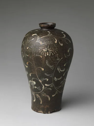 청자 철채 국화 무늬 매병 고려|青磁鐵彩菊花文梅瓶 高麗|Maebyeong with chrysanthemum decoration
