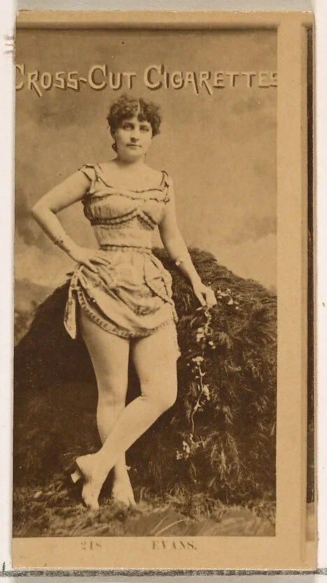 Card Number 218, Evans, from the Actors and Actresses series (N145-2) issued by Duke Sons & Co. to promote Cross Cut Cigarettes — W. Duke, Sons & Co.