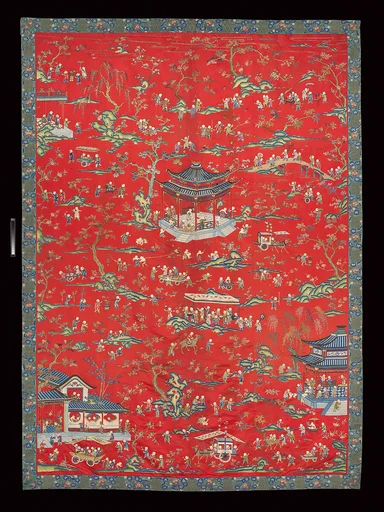 清 刺繡百子圖|Hanging with children at play