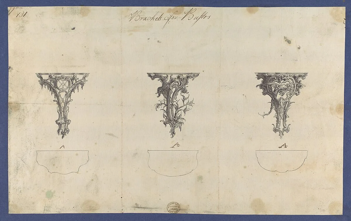 Brackets for Bustos, in Chippendale Drawings, Vol. I — Thomas Chippendale