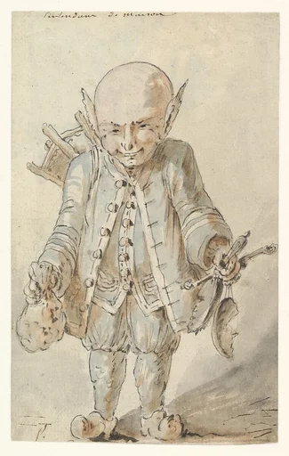 Caricature of  a Junkman [recto], Caricature of a School Master [verso]