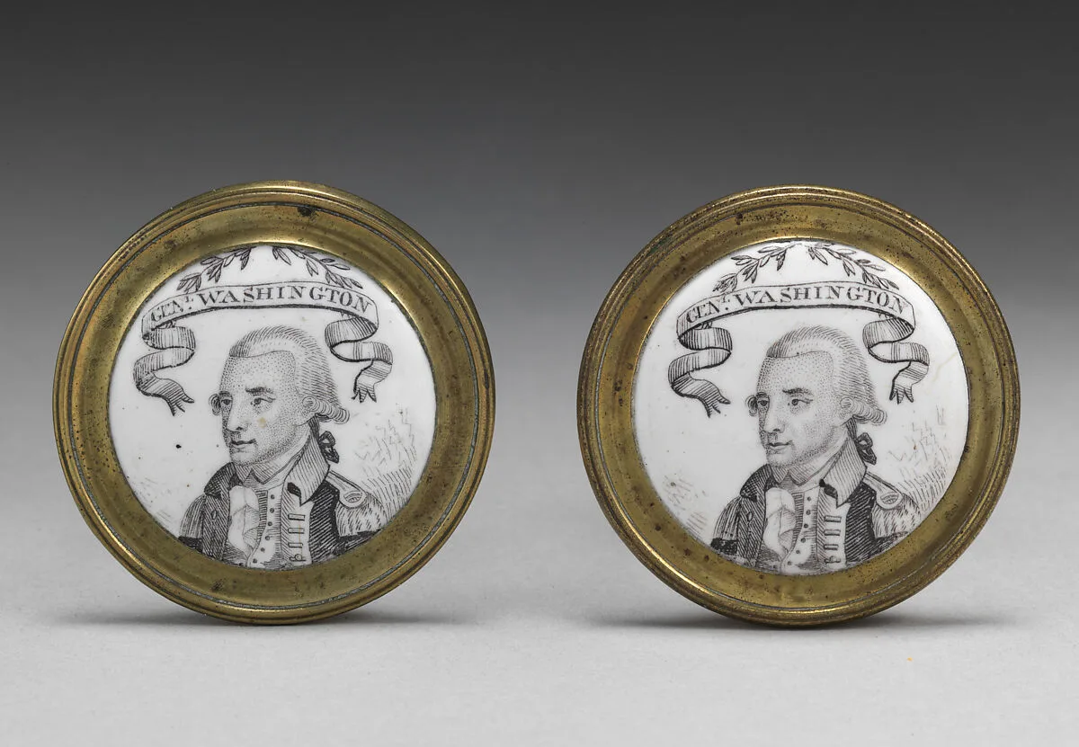 Pair of mirror knobs with depiction of General Washington — Unknown